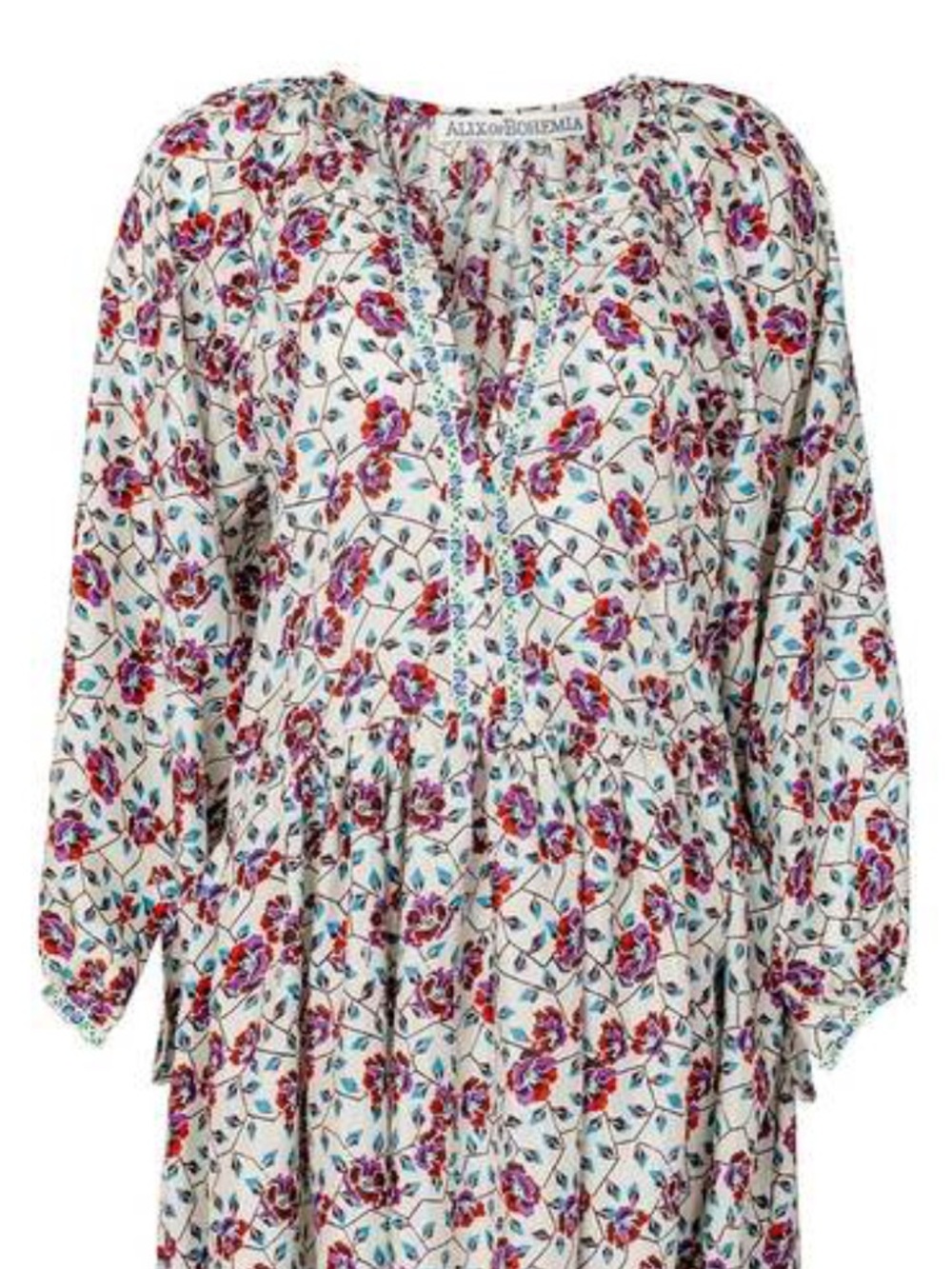 Alix of Bohemia Saranna Hand-Printed Silk Floral Maxi Dress in Rosebud Size XS - Picture 10 of 15